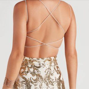 Formal Sequin Cross Mini Dress